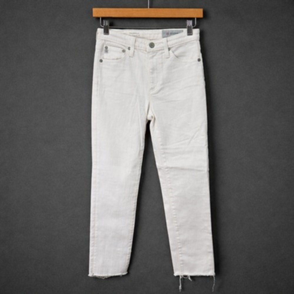 AG Adriano Goldschmied Jeans Womens 24 White‎ Isabelle High Rise Straight Crop
